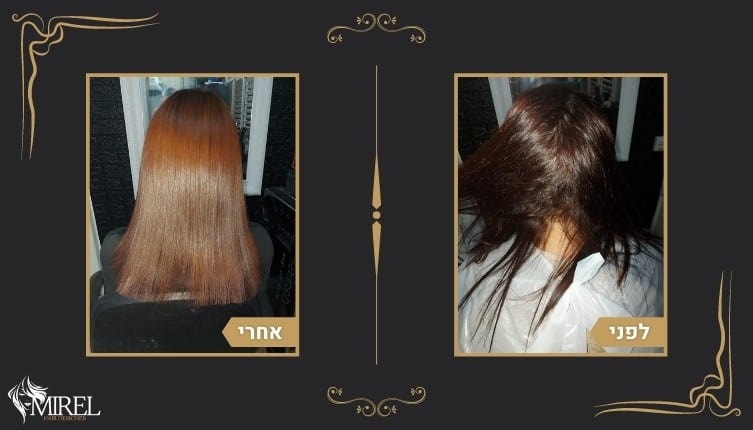 לפני ואחרי החלקה לשיער צבוע לנטאשה